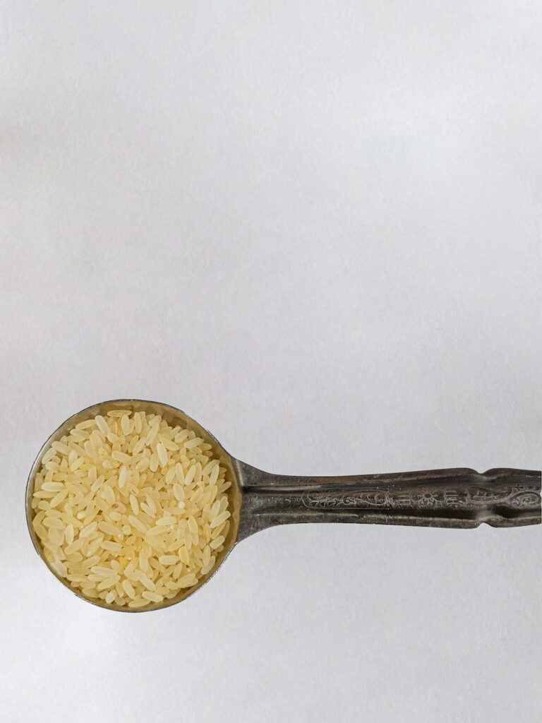 Raw rice grains